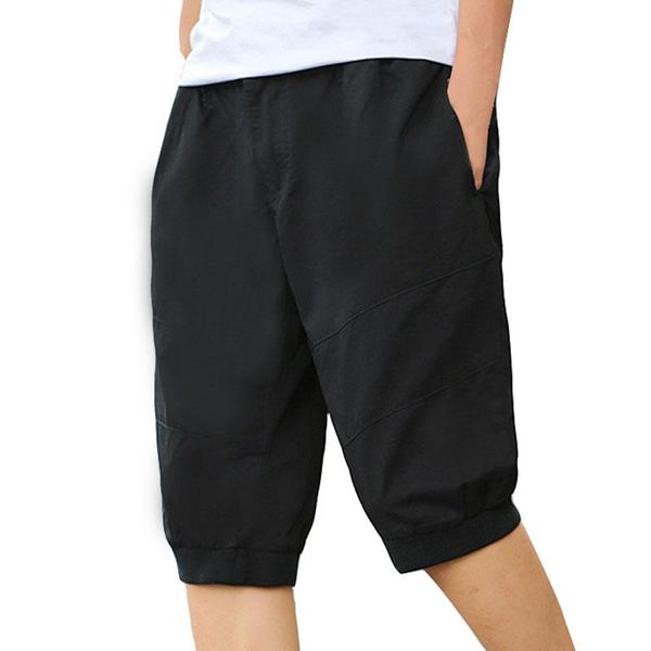 

men's pants summer men waist 130cm 4xl 5xl cotton loose, Black