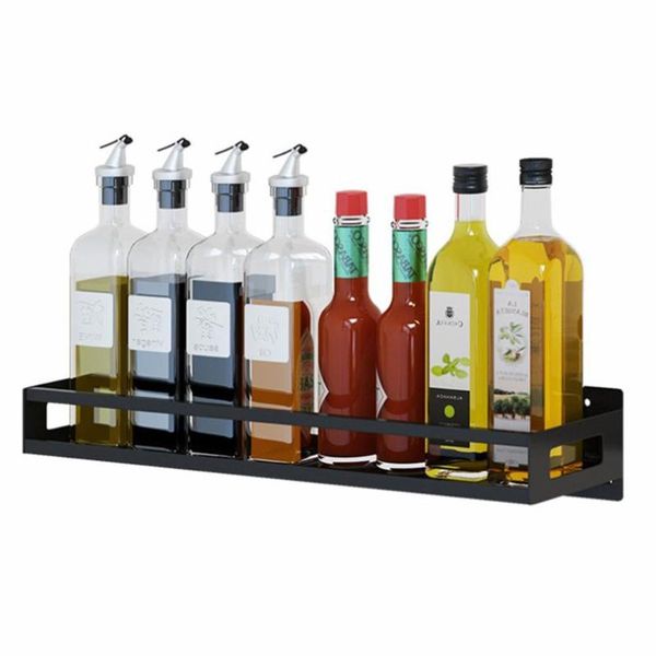 

bathroom shelves kitchen shelf organizer stainless steel seasoning storage rack wall mounted non-drilling flavouring holder