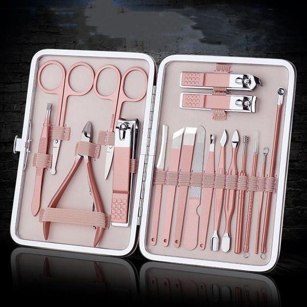 

nail art kits 3/7 / 10 12 16 18 pcs rose gold clipper set beauty home ear spoon pedicure scissors tool