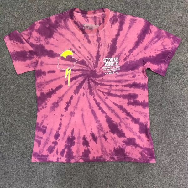 

2021 new summer astroworld birthday party tie die tee men women short sleeve t-shirts 453f, White;black