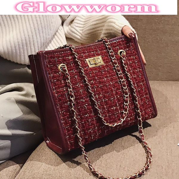 

autumn winter small purses and handbags set 2021 fashion chain crossbody bags for women korean tote bag cute wool shoulder bag