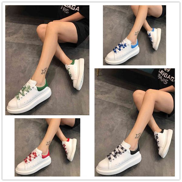 

2021 couple fashion mens and womens shoes leather lace-up platform outsole sneakers casual shoes 36-45