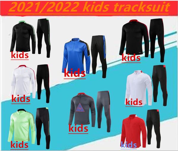 

2021/2022 cavani b. fernandes kids training suit men tracksuit martial football sportswear foot jogging pogba soccer, Black