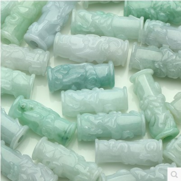 

natural jade emerald dragon pillar pendant accessories diy bangle charm jewellery fashion handcarved amulet, Silver