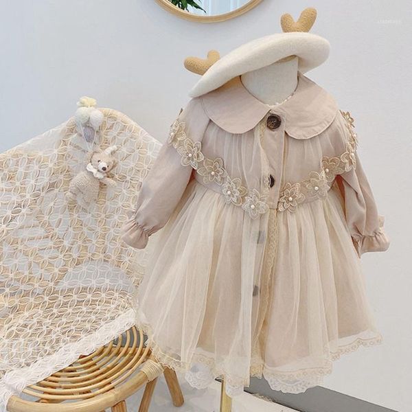 

girl's dresses sweet fashion girls kids princess dress 2021 spring autumn long sleeve children baby lace flower mesh vestidos, Red;yellow