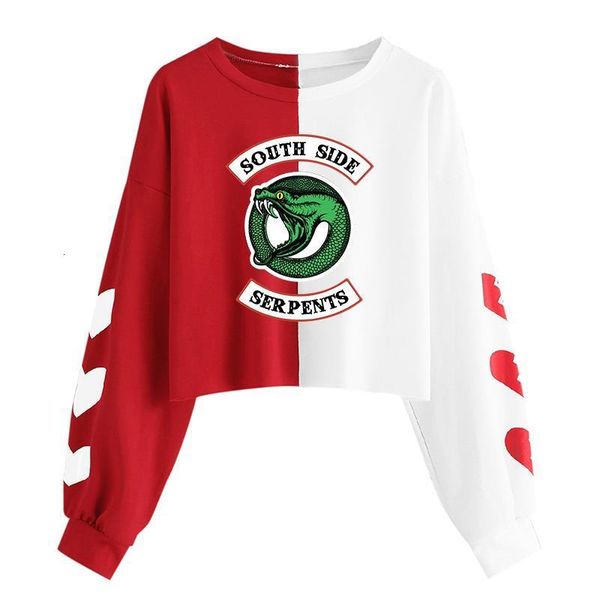 

harajuku hoodies sweatshirt riverdale sweatshirt women long sleeve pullovers kpop hip hop streetwear heart color block crop, Black