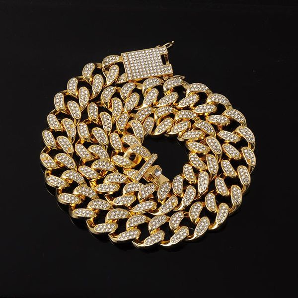 

chains us7 iced out 20mm miami cuban link chain bling rhinestone 16''18"20"24" hip hop necklaces for rappers men wo, Silver