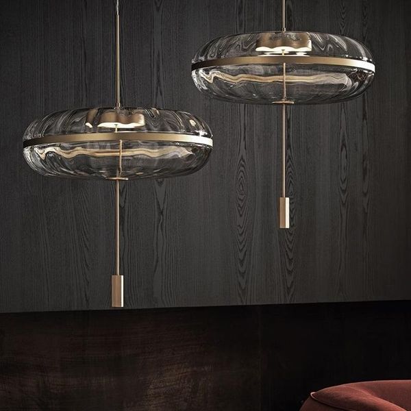 

round pumpkin glass chandelier dining room bedroom decoration single head led chandelier lamp restaurant light bedroom