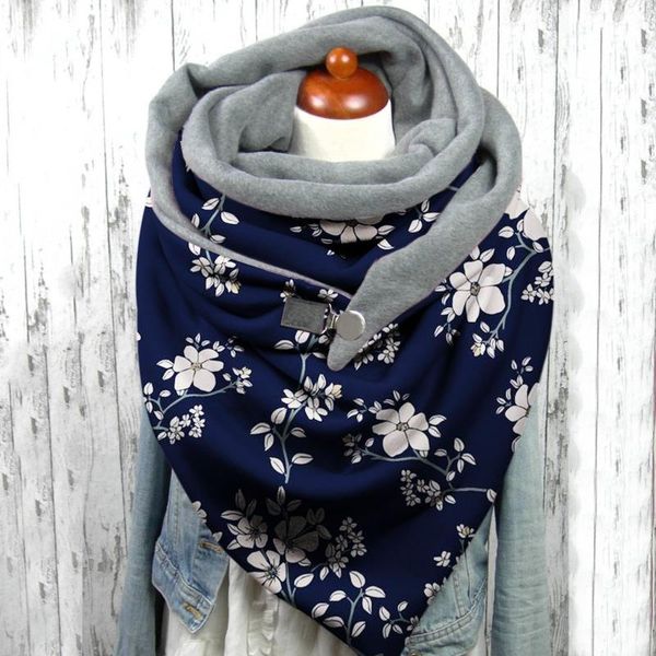 

scarves scarf women hijab clothes bandana 2021 fashion winter floral print button soft wrap casual warm neck long shawl, Blue;gray