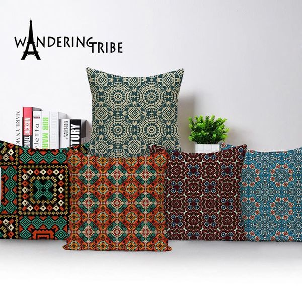 

cushion/decorative pillow mandala flower throw cases bohemian home tartan cushions for sofa circle decorative covers bed cushion
