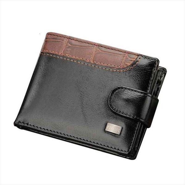 

baellerry patchwork leather men wallets short male with coin pocket card holder brand trifold wallet men clutch money bag, Red;black