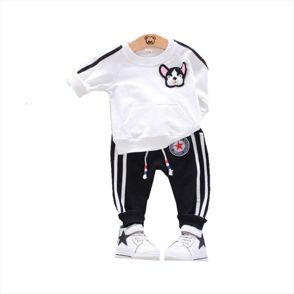 

spring autumn children clothing baby boys girls cartoon long sleeve print pants 2 pcs sets toddler clothes kids tracksuits, White