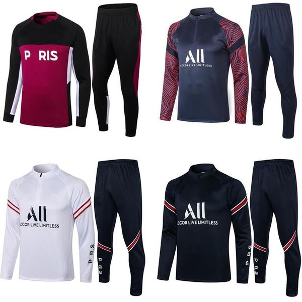 

2021 2022 mbappe kids soccer tracksuit survetement 748 maillot de foot icardi di maria kimpembe boys football kits jogging training suit qq, Black