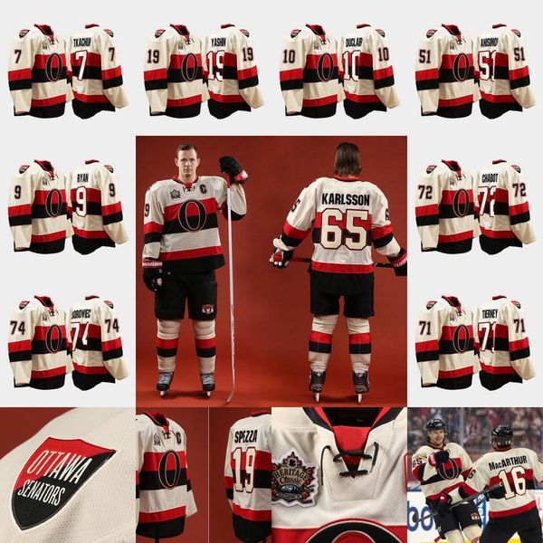 

ottawa senators heritage classic white jersey bobby ryan brady tkachuk thomas chabot daniel alfredsson connor brown alexei yashin, Black;red