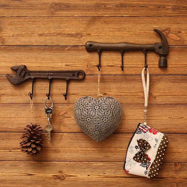 

retro wall decoration cast iron hammer wrench hook industrial style decoration personality hanger bar cafe