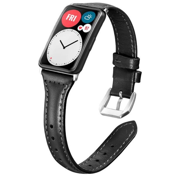 

watch bands leather band for huawei fit strap smartwatch accessories genuine wristband bracelet 2021, Black;brown
