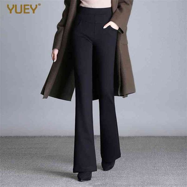 

women's autumn spring tight flare pants red high waist plus size blue elastic band trousers fashion casual stretch 6xl 210915, Black;white
