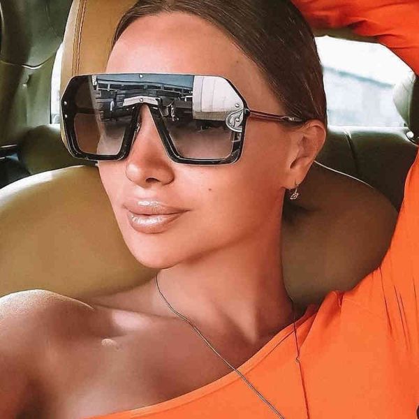 

qpeclou new oversized a piece of sunglass women brand digner square sunglass women's color shad men ride mirrors6ybo, White;black