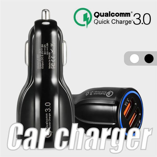 6A Carregador de carro do carregador rápido 5V Dual USB Adaptador de carregamento rápido para iPhone Samsung Huawei Xiaomi sem embalagem