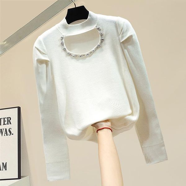 

women's sweaters hollow-out pullover bottoming sweater autumn winter loose-fitting outerwear knitted female white knit, White;black
