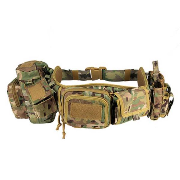 

tactical waist pack universal outdoor real cs field multi-functional combination belt equipment, Black;gray
