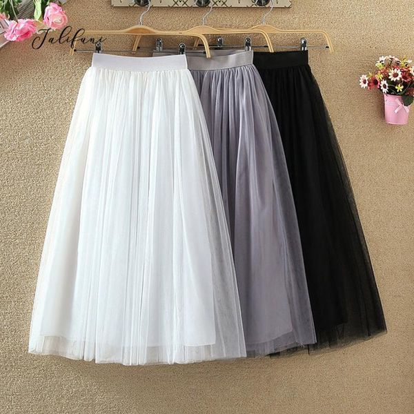 

skirts black casual pleated skirt women summer party high waist splicing with lining tulle midi lady elegant a-line fluffy