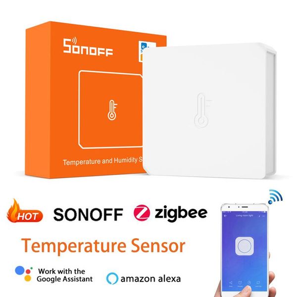 

smart home control sonoff snzb-02 zigbee temperature humidity sensor real-time sync via ewelink zbbridge work with alexa google