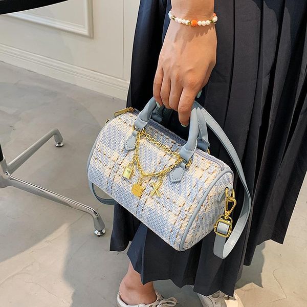 

korean pattern trendy of bag small popular the female fashion new check version boston portable cross-border 2021 one-shoulder mess xrfhq