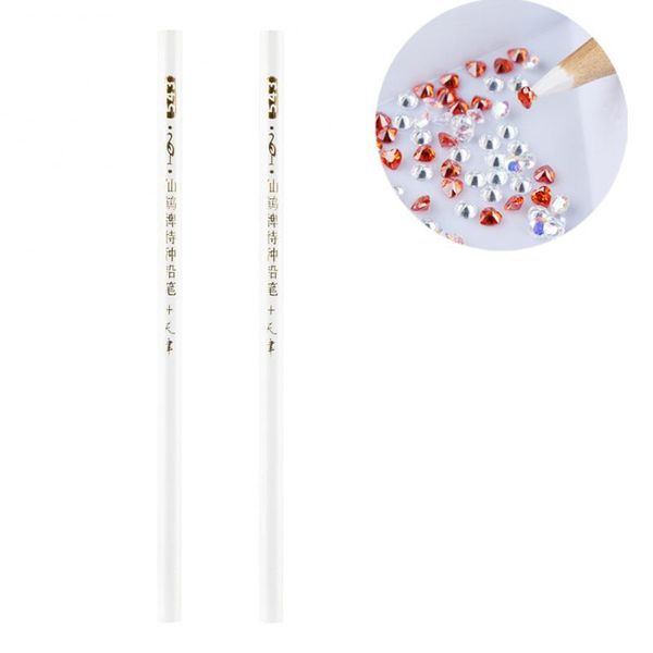 

dotting tools 2pcs decoration point pen nail rhinestone bead picker wax pencil art manicure tool top, Silver