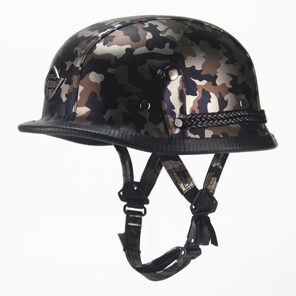 

motorcycle helmets helmet leather open face half retro moto summer casco dot