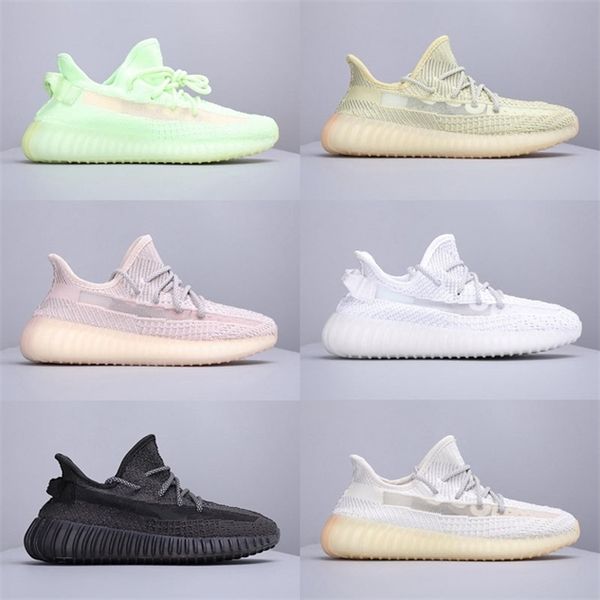 

2019 kanye v2 static sport shoes cream white zebra semi frozen yellow jogging shoes men women designer sneakers west sport shoes 36-46