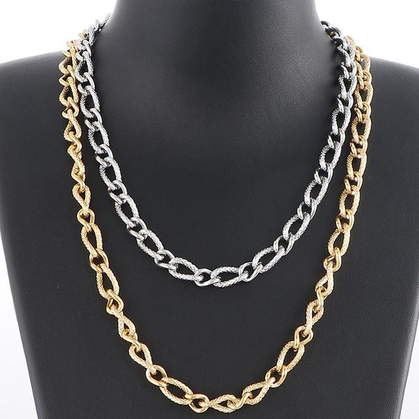 

link, chain stainless steel men's on hand bracelet 7mm thick handles for men 45/50/55/60/65cm long male necklace choker jewelry gifts, Black