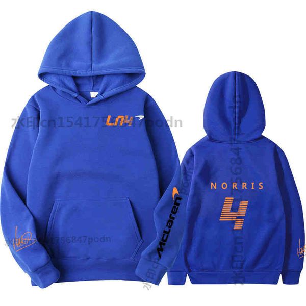 

2021 autumn winter formula one racer lando norris f1 mclaren team racing fans hoodie team men/women oversized hoodi, Black