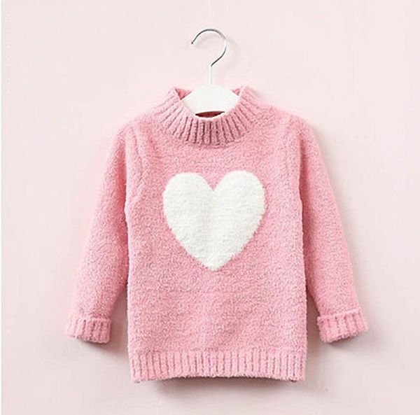 

pullover 2021 spring and autumn korean cute kale love half high-neck ssweater velvet knitted children's top, Blue