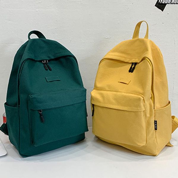 

backpack canvas women solid color shoulder bag fashion school for teenage girl children backpacks travel
