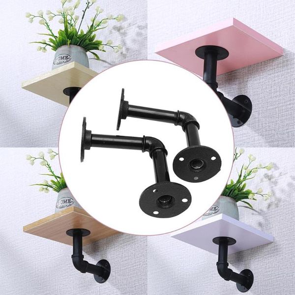 

hooks & rails 2pcs diy water pipe wall shelf bracket flower book holder for livingroom bedroom organizer save space storage rack