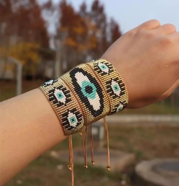

bangle lucky evil eye bracelet pulseras 2021 miyuki jewelry for women gift boho tassel turkish bracelets wholesale, Black