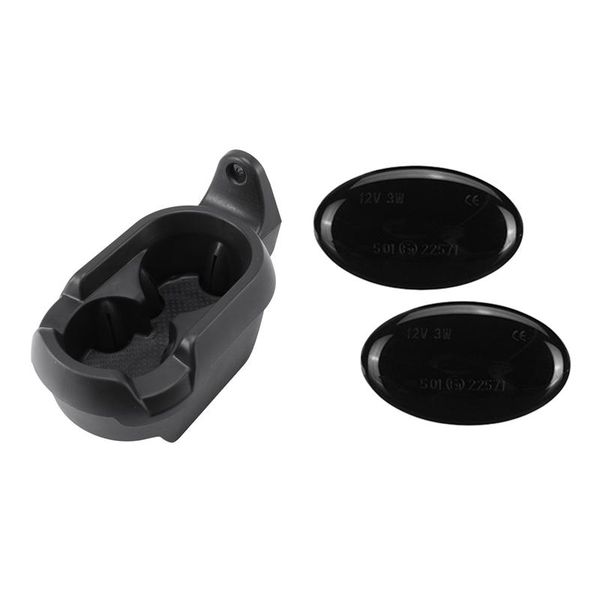 

car headlights 2 pcs led side marker light turn signal & 1 cup holder abs double storage organizer
