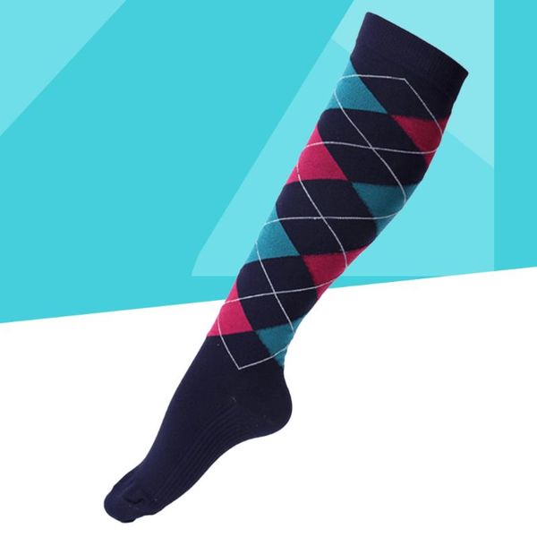 

sports socks 1 pair compression comfortable breathable fashion casual crew rhombus pattern (size- l/xl), Black