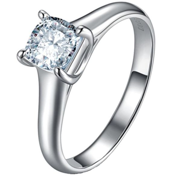 

cluster rings fancy ring 1ct 925 silver fine jewelry synthetic solitaire engagement white gold cover for women prongs s925, Golden;silver