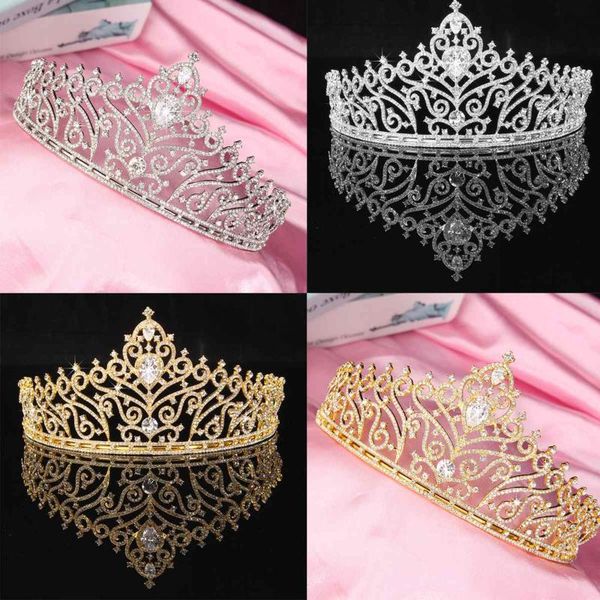 

hair clips & barrettes fashion baroque luxury zircon crystal bridal crown tiaras diadem for women bride wedding jewelry accessories, Golden;silver