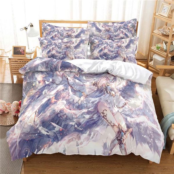 

bedding sets cartoon beautiful girl set duvet cover 3d digital printing bed linen  size fashion design