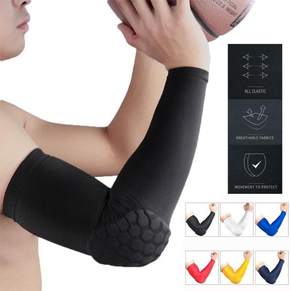 

elbow & knee pads sports arm guard honeycomb anti-collision pressurized protector basketball tennis badminton run protective gear, Black;gray