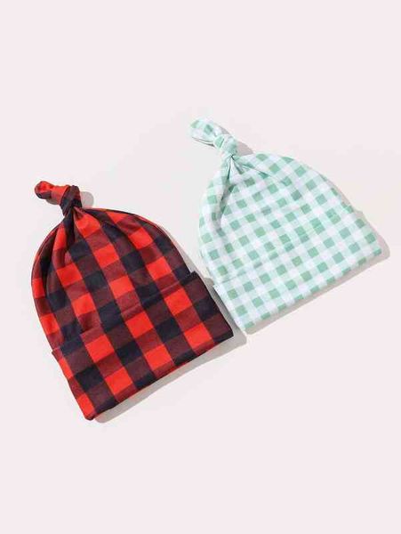 

2pcs baby gingham print hat she, Yellow