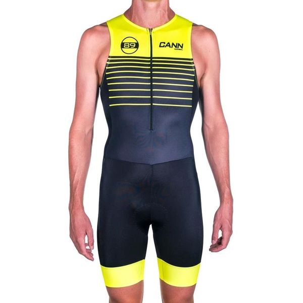 

racing sets cannibal men's cycling skinsuit bicycle jumpsuit triathlon clothing bike small shoulder straps summer sleeveless tights cic, Black;blue