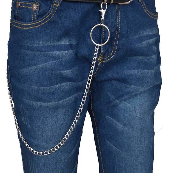 

keychains punk hip hop trendy belt key chain waist pants men woman jeans long metal clothing accessories, Silver