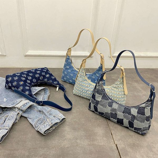 

sale jean demin pattern small shoulder bags women casual splicing underarm female handbags bolsa feminina