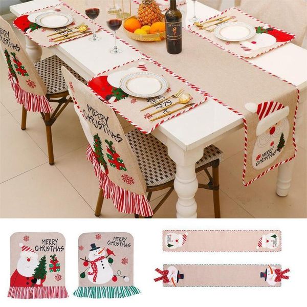 

chair covers 2022 santa back cover snowman natal table kitchen decor dining christmas navidad decorat q6d7
