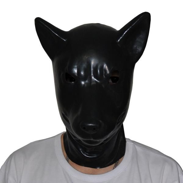 

party masks latex rubber fetish mask with back zipper wolf animal cosplay hood