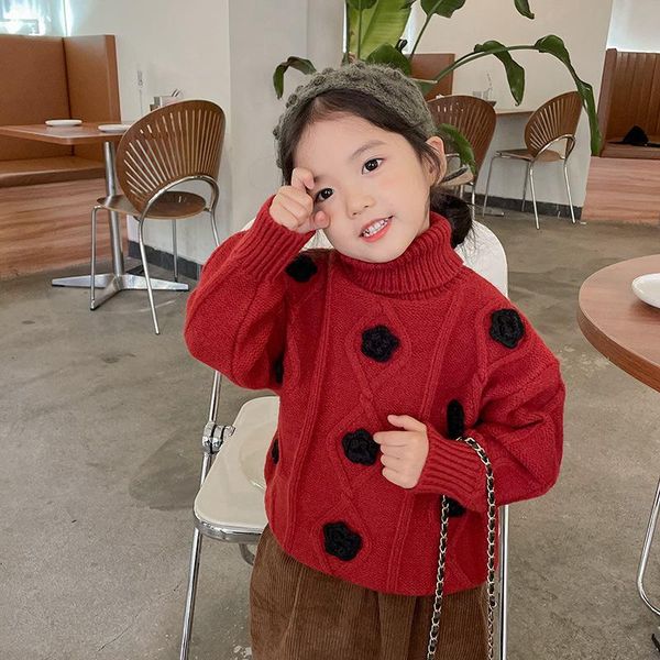 

pullover girls sweater wool coat thicken velvet 2022 classic warm winter autumn knitting jacket children's clothing, Blue
